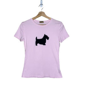 Bija Scottie Dog Graphic T Shirt Girls Large L Pink Black Pullover Short Sleeve